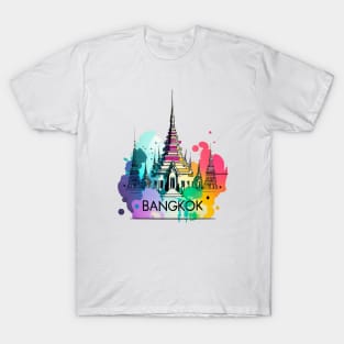 Thailand temple colorwater style painting T-Shirt